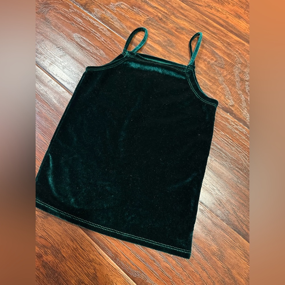 Kids Velvet Green Tank Top below 2 yrs old
